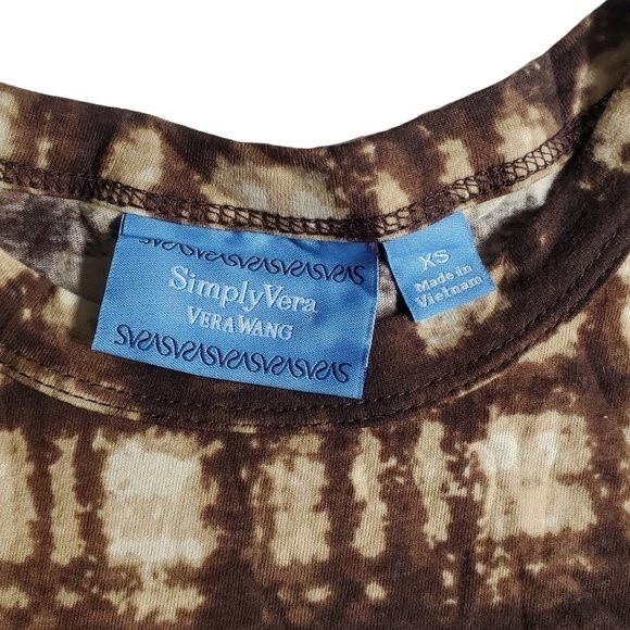 Simply Vera Vera Wang brown plaid short sleeve top sz XS - Picture 13 of 15